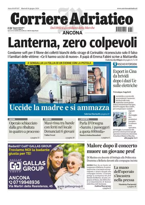 Prima-pagina-corriere adriatico-edizione-di-oggi-18-06-2024